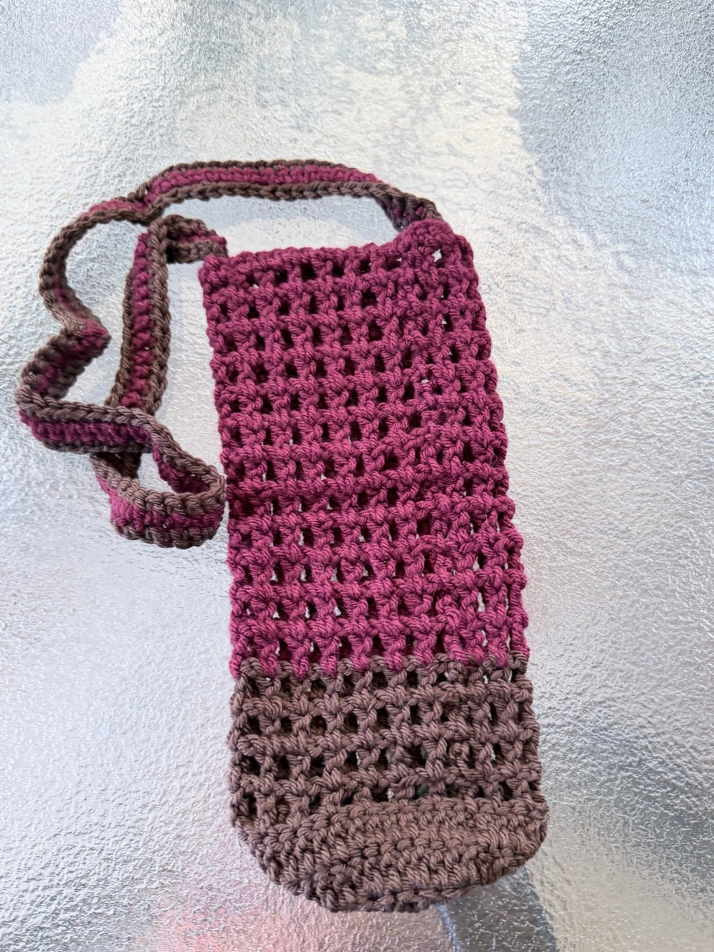 Handmade Crochet Crossbody Water Bottle Holder Bag